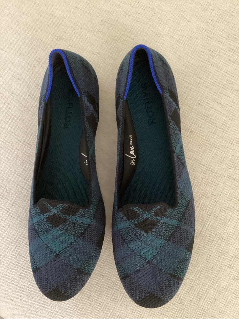ROTHYS The Navy Preppy Plaid loafer SIZE 10, NWOT